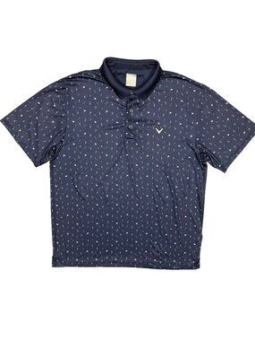Callaway Golf Shirt Martini Print Short Sleeve Stretch Polo Blue Large